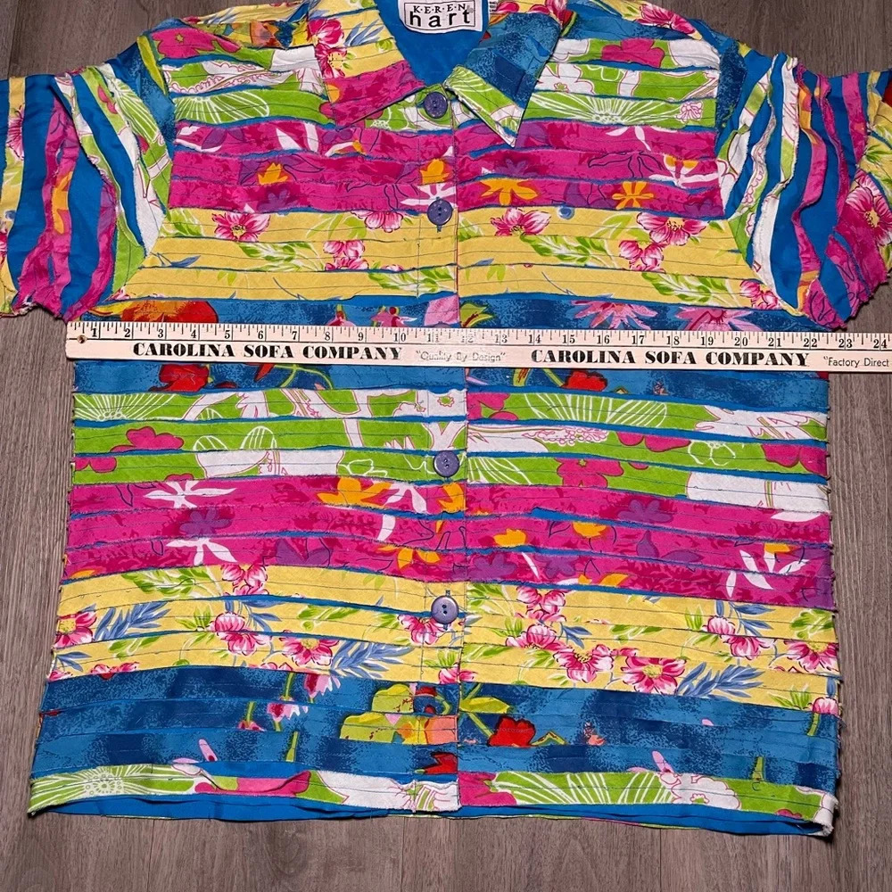 Keren Hart Vintage Rainbow Light Buttoned Multicolor Cotton Jacket Women’s Large - Picture 7 of 9